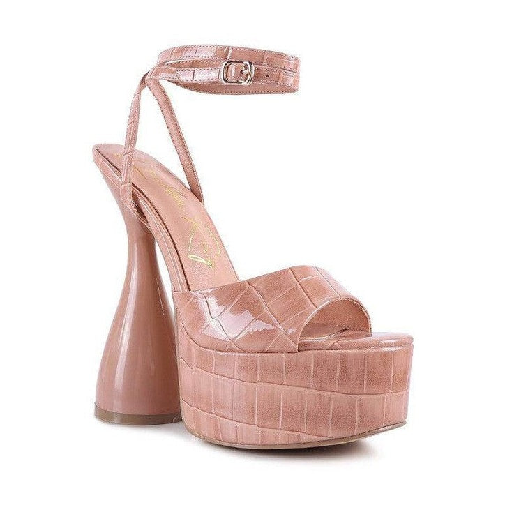 Drop Dead Patent Croc Ultra High Platform Sandals - VacationGrabs