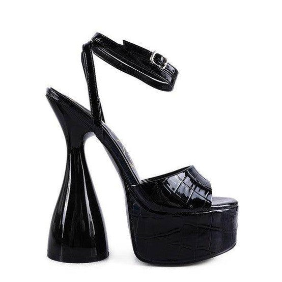 Drop Dead Patent Croc Ultra High Platform Sandals - VacationGrabs