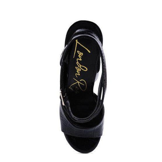 Drop Dead Patent Croc Ultra High Platform Sandals - VacationGrabs