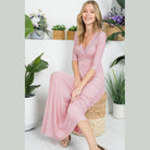e Luna dusty pink maxi dress with a flattering fit and striped design, perfect for casual outings