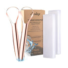 VacationGrabs tongue scraper 2 pack for oral hygiene stainless steel set with travel cases