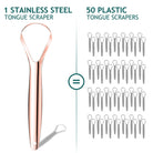 VacationGrabs tongue scraper 2 pack for oral hygiene with stainless steel and plastic tongue scrapers