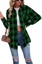 Plaid Button Up Dropped Shoulder Outerwear - VacationGrabs