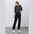Insane Gene edgy straight leg jeans with distressed details and frayed hem for a trendy look