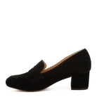 Astra Block Heel Genuine Suede Loafers - VacationGrabs