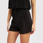 Emory Park Women's Elastic Waistband Shorts in Black with Pleated Design for Stylish Comfort