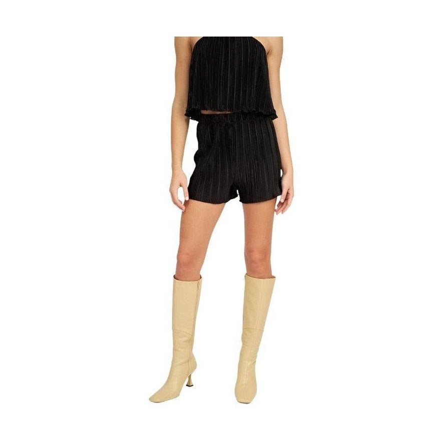 Women's Emory Park elastic waistband shorts in black with a stylish pleated design