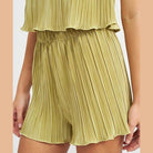 Emory Park Women's pleated shorts with an elastic waistband shorts in a stylish green color