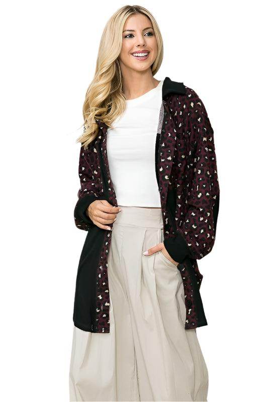 Women's elbow patch shacket shirt from Orange Farm Clothing with a stylish print and comfortable fit