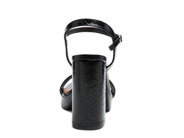 Rag Company elegant high heel footwear in black with a stylish ankle strap design