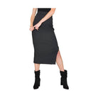 Black elegant slit skirt from Orange Farm Clothing featuring a stylish design and fitted silhouette