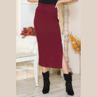 Burgundy elegant slit skirt from Orange Farm Clothing with a sleek design for stylish women