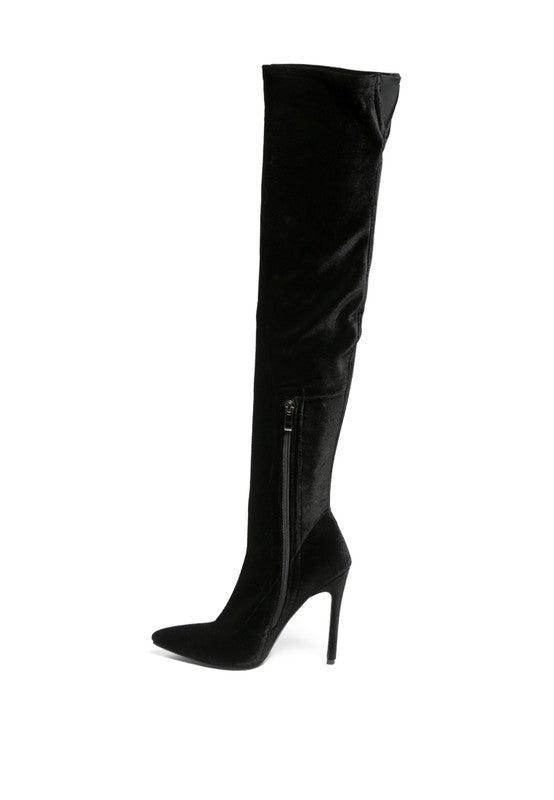 Rag Company elegant stiletto boots for women with a sleek over-the-knee design in black