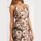 Emory Park Floral Women's Dress in Brown, perfect for elegant travel outfits with trendy style.