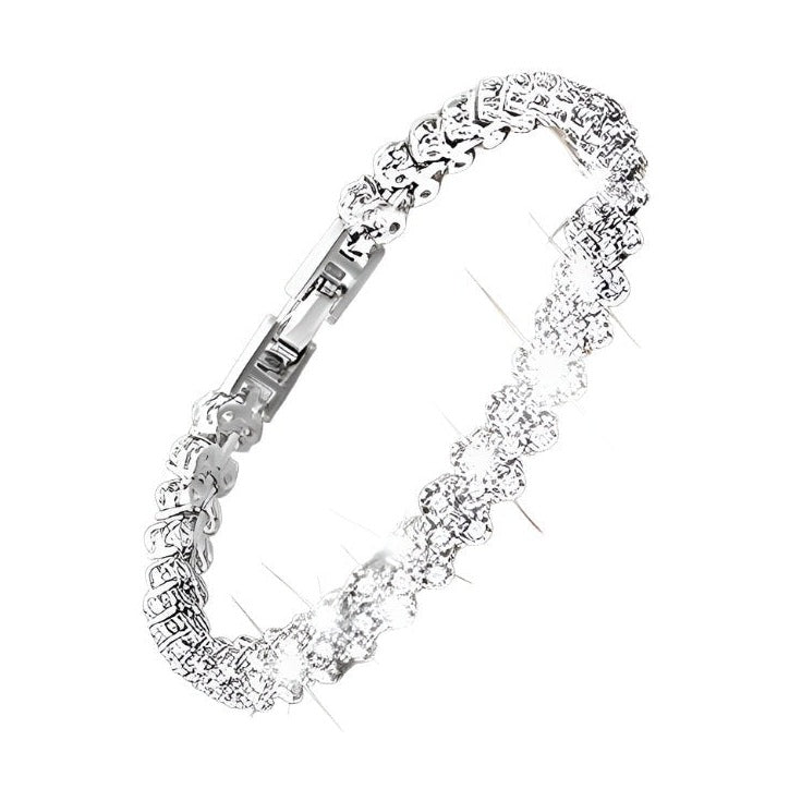 Elegant vacation jewelry silver bracelet with sparkling stones for a stylish look
