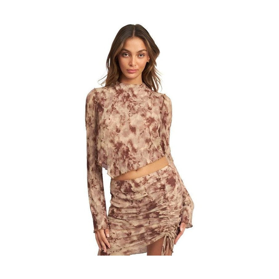 Emory Park Women's Cropped Top in Brown Tie-Dye for Elevated Casual Wear