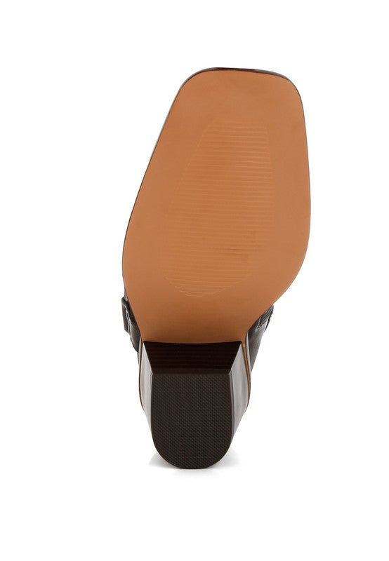 Sole of Rag Company elevated harness ankle boots showcasing durable design and traction for stylish comfort