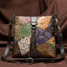 Ethnic patchwork handbag with a colorful design and adjustable strap for stylish versatility