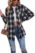 Plaid Button Up Dropped Shoulder Outerwear - VacationGrabs