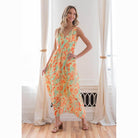 Sew In Love Printed V-Neck Sleeveless Dress - VacationGrabs