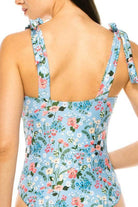One Piece Bathing Suit Floral Print Tie Straps - VacationGrabs