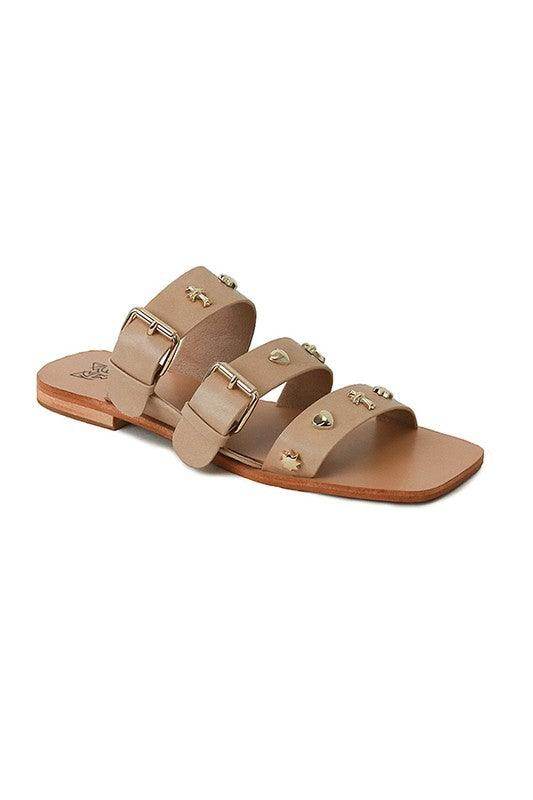 Women's Shoes D-Lana-02 Studed Flat Sandals - VacationGrabs