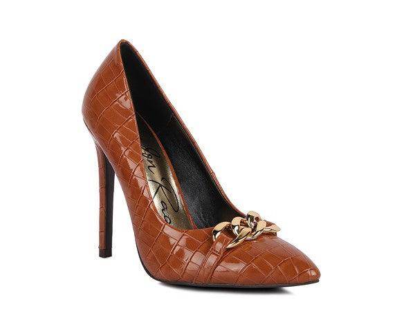 Fanfare Croc Stiletto Pump Heels - VacationGrabs