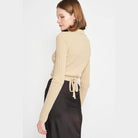 Emory Park Women's Cropped Orange Collared Top Fashion with Ribbed Design and Tie Back Detail