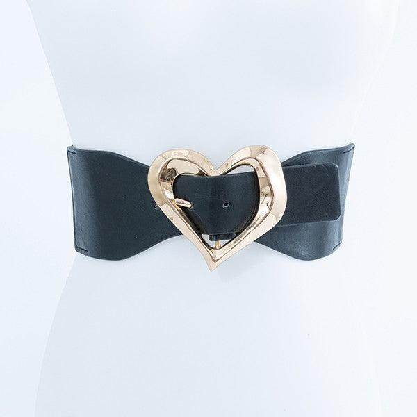 Bella Chic fashion belt for women with a stylish heart-shaped buckle in gold finish