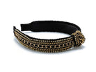 Bella Chic black and gold fashion headband with decorative chains and bead detailing