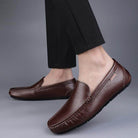 Brown VacationGrabs breathable mens moccasins with slip-on design for casual comfort