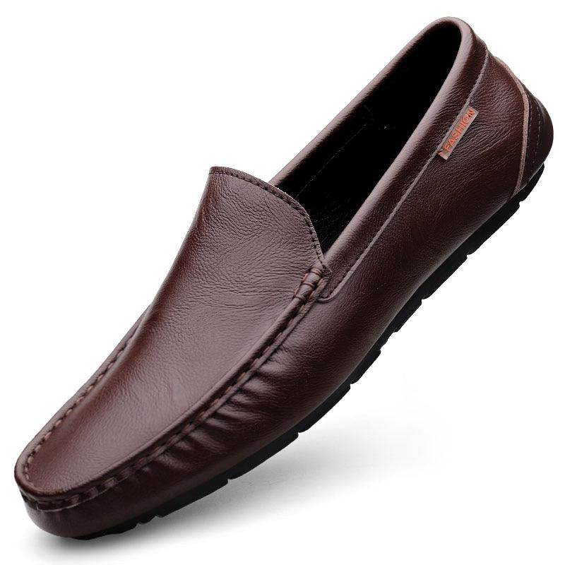 Brown VacationGrabs breathable mens moccasins with soft leather and comfortable sole for casual wear