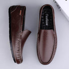 Breathable mens moccasins in brown leather style for comfortable casual wear