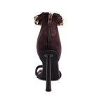 Rag Company women's fashion chain strap heels in dark maroon with a stylish back zipper design