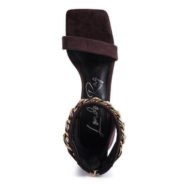 Rag Company Women's Fashion Chain Strap Heels with Comfortable Suede Finish and Stylish Design