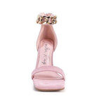 Elegant pink fashion chain strap heels with a chic ankle strap for stylish women's footwear
