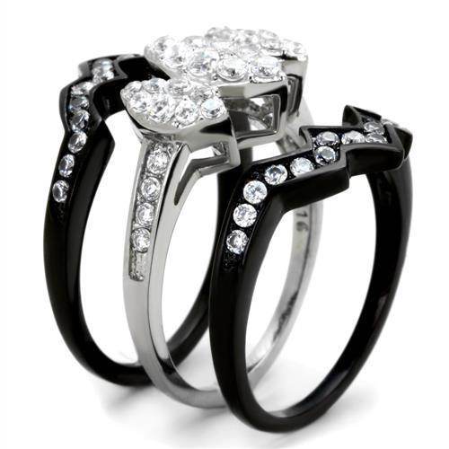 Stylish fashion cocktail ring for women featuring a unique design with black and silver accents