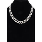 VacationGrabs men's fashion hammered chain necklace with silver textured links on black display