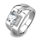 Stylish men's ring featuring a large square stone and accent diamonds, perfect fashion jewelry for men