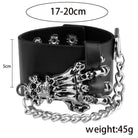 Men's fashion punk rivet bracelets with a skull design and adjustable chain for a stylish look