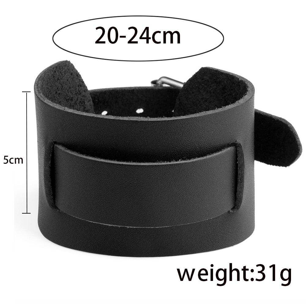 VacationGrabs fashion punk rivet bracelets made of black leather with adjustable fit 20-24cm