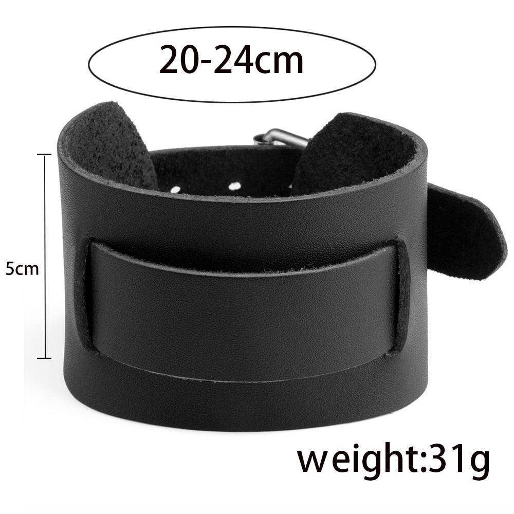 Men's black fashion punk rivet bracelets with adjustable strap and comfortable fit