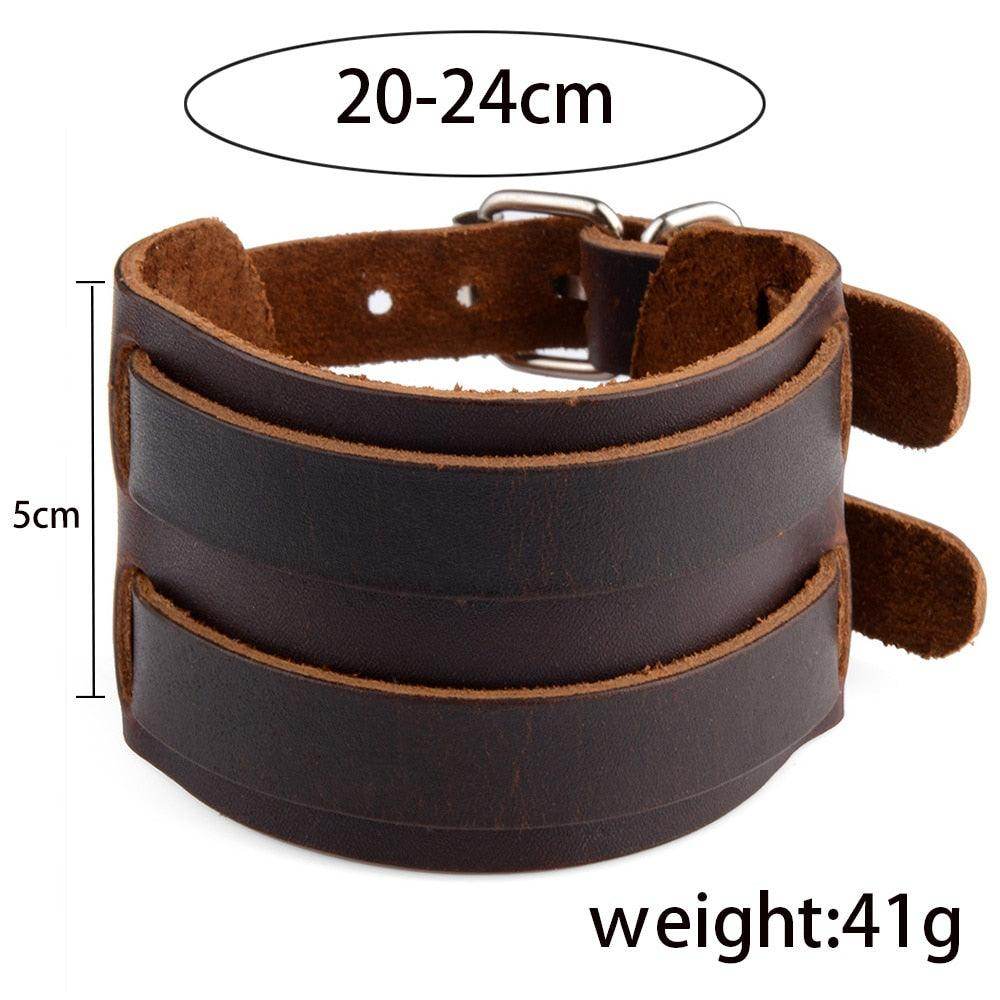 VacationGrabs fashion punk rivet bracelets in dark leather with adjustable sizing for a stylish look