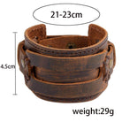 Fashion punk rivet bracelets made of brown leather with adjustable straps for men