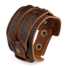 Fashion punk rivet bracelets designed for men featuring a rustic brown finish and adjustable fit