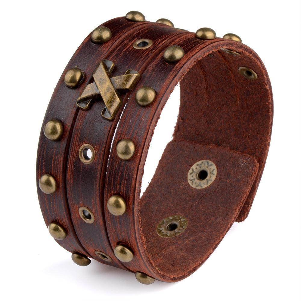 Fashion punk rivet bracelets with leather bands and decorative studs for a stylish look