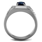 Stylish men's fashion rings for men featuring a square blue gemstone and sleek design