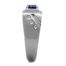 Sleek men's fashion rings for men with a blue gemstone and sparkling diamond accents