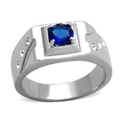 Stylish silver fashion rings for men featuring a blue gemstone and elegant details
