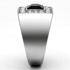 Stylish men's fashion ring for vacation with a blue stone and sparkling accents